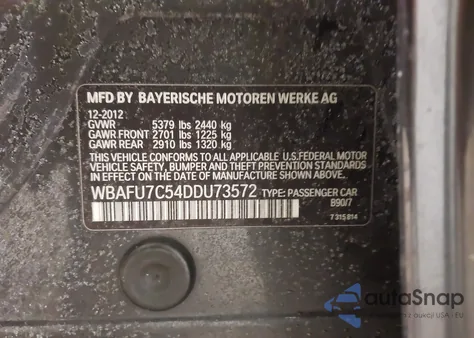 2013 BMW 535I xDrive z USA, uszkodzony, nr VIN WBAFU7C54DDU73572